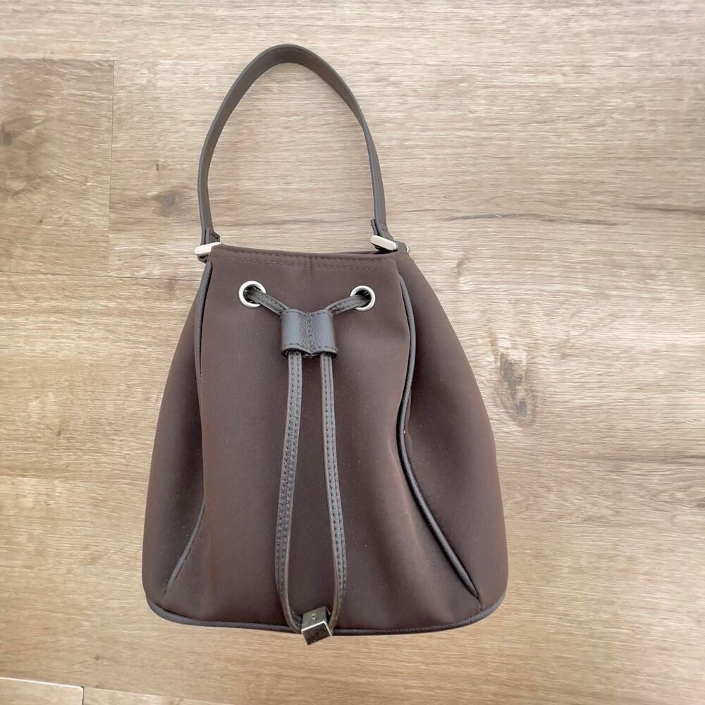 Vintage Liz Claiborne 90's Chocolate Brown Mini Bucket Bag Minimalist Classic